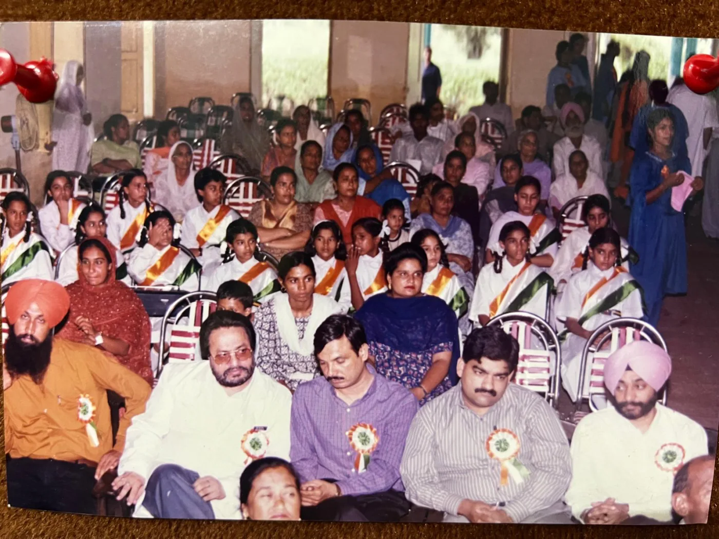 Community members gathered at a welfare society event