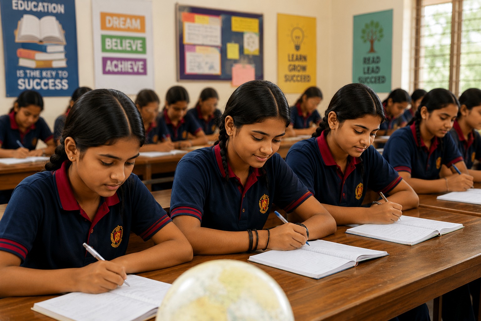 Children studying in a classroom